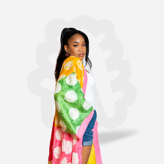 AIKA KIMONO - Adire collage Kimono with Aso-Oke lining