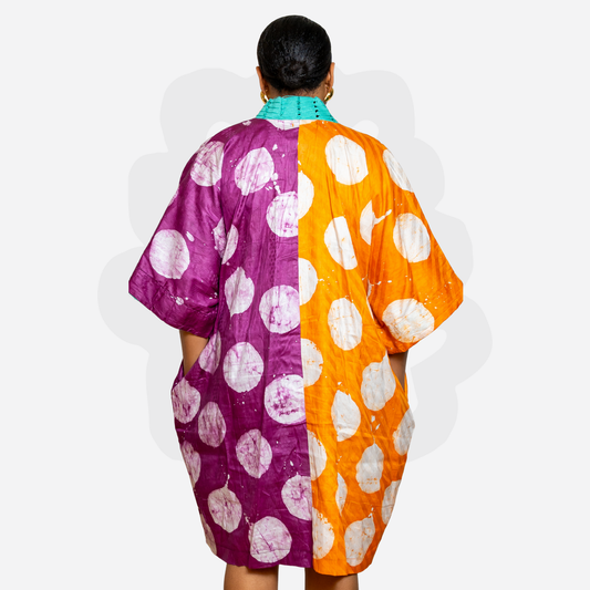 SHORTY BUBU - Adire and Aso-Oke Collage Holiday Bubu