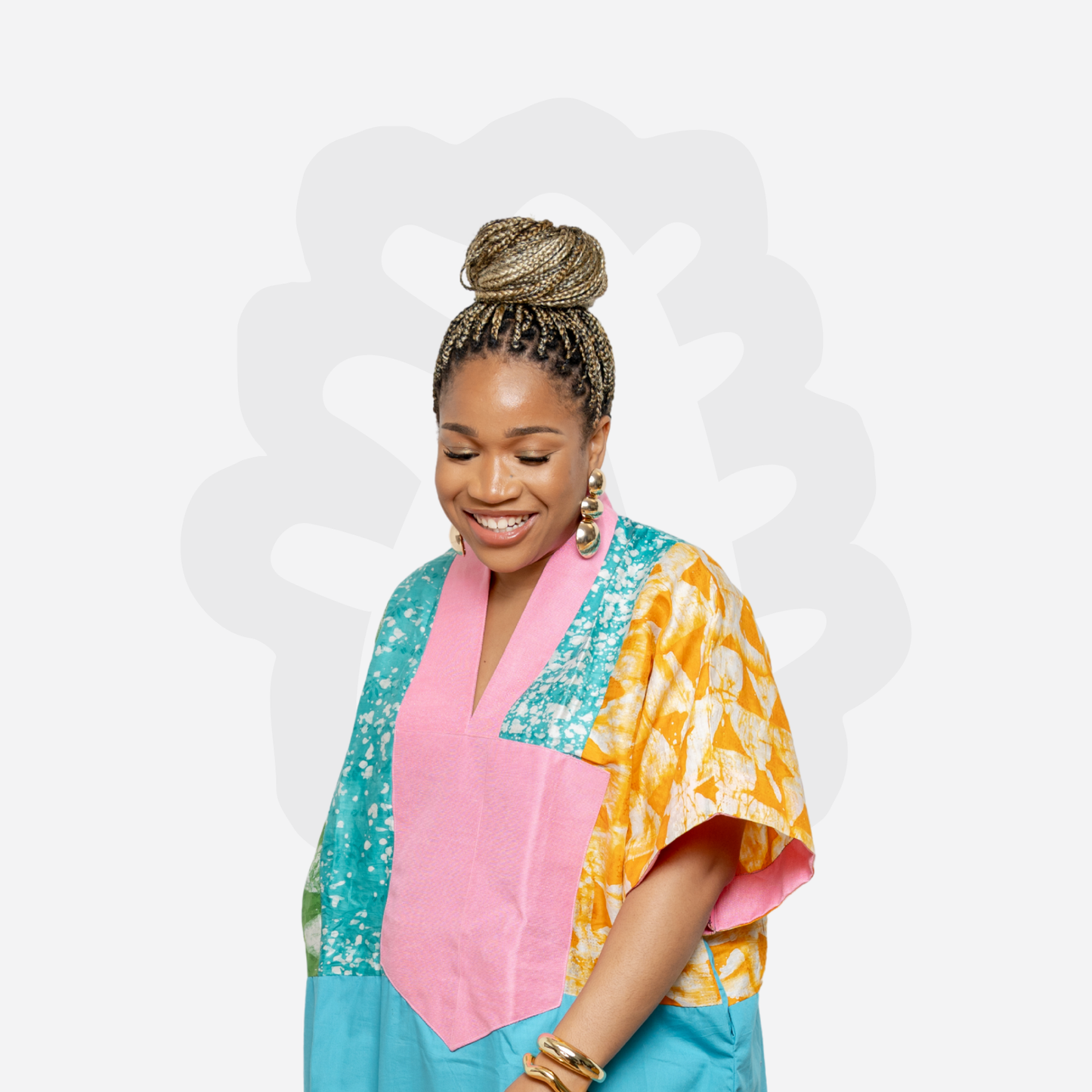 AIKA BLOCK COLLAGE BUBU - Adire and Aso-Oke Holiday Kaftan