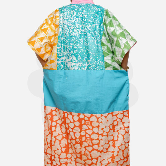AIKA BLOCK COLLAGE BUBU - Adire and Aso-Oke Holiday Kaftan