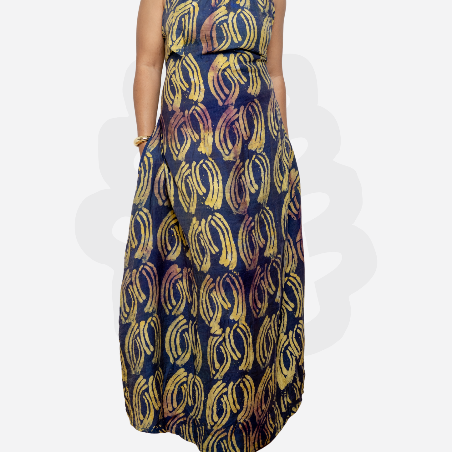 SO MMA Halter-Neck Summer Gown - Adire Batik