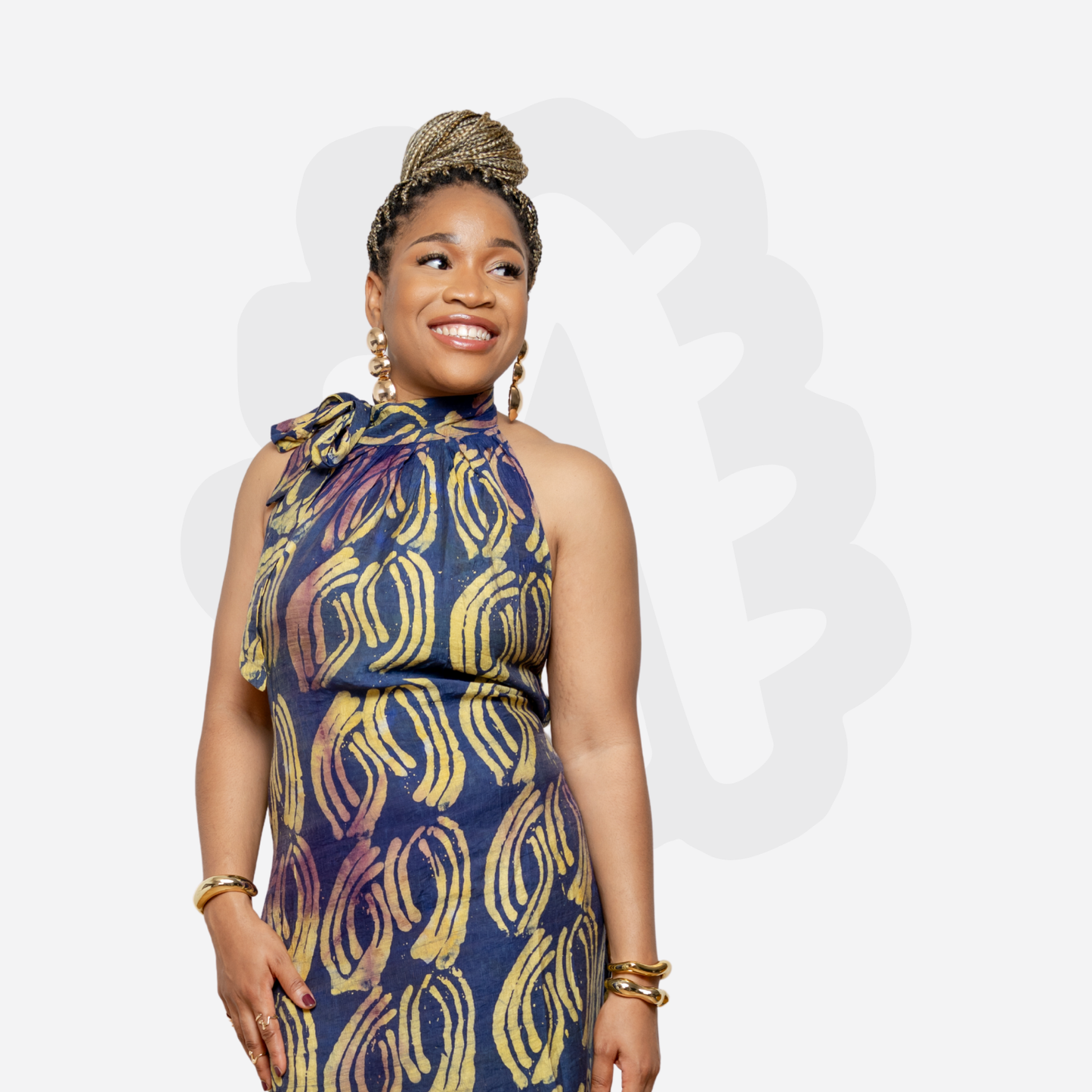 SO MMA Halter-Neck Summer Gown - Adire Batik