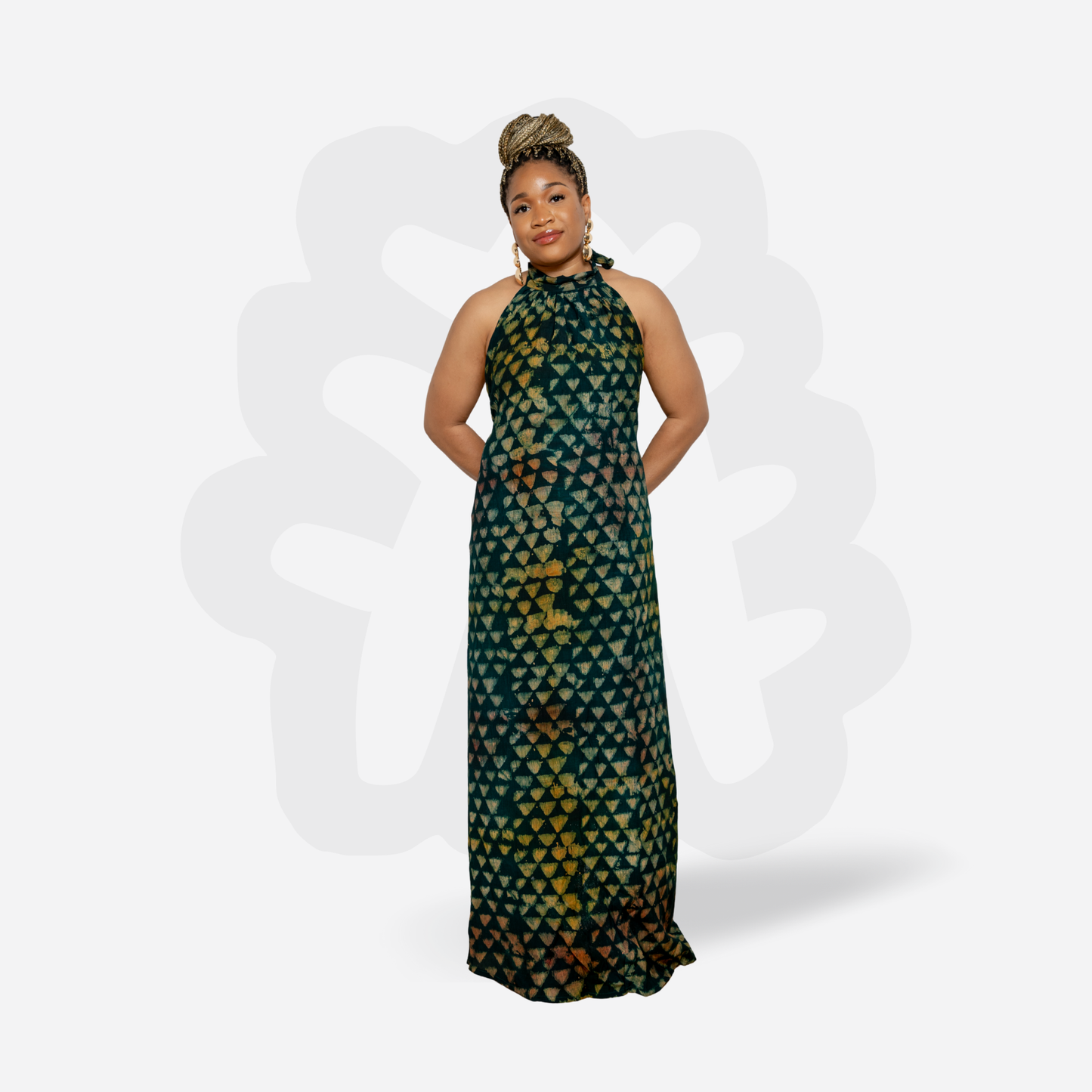 SO MMA Halter-Neck Summer Gown - Adire Batik
