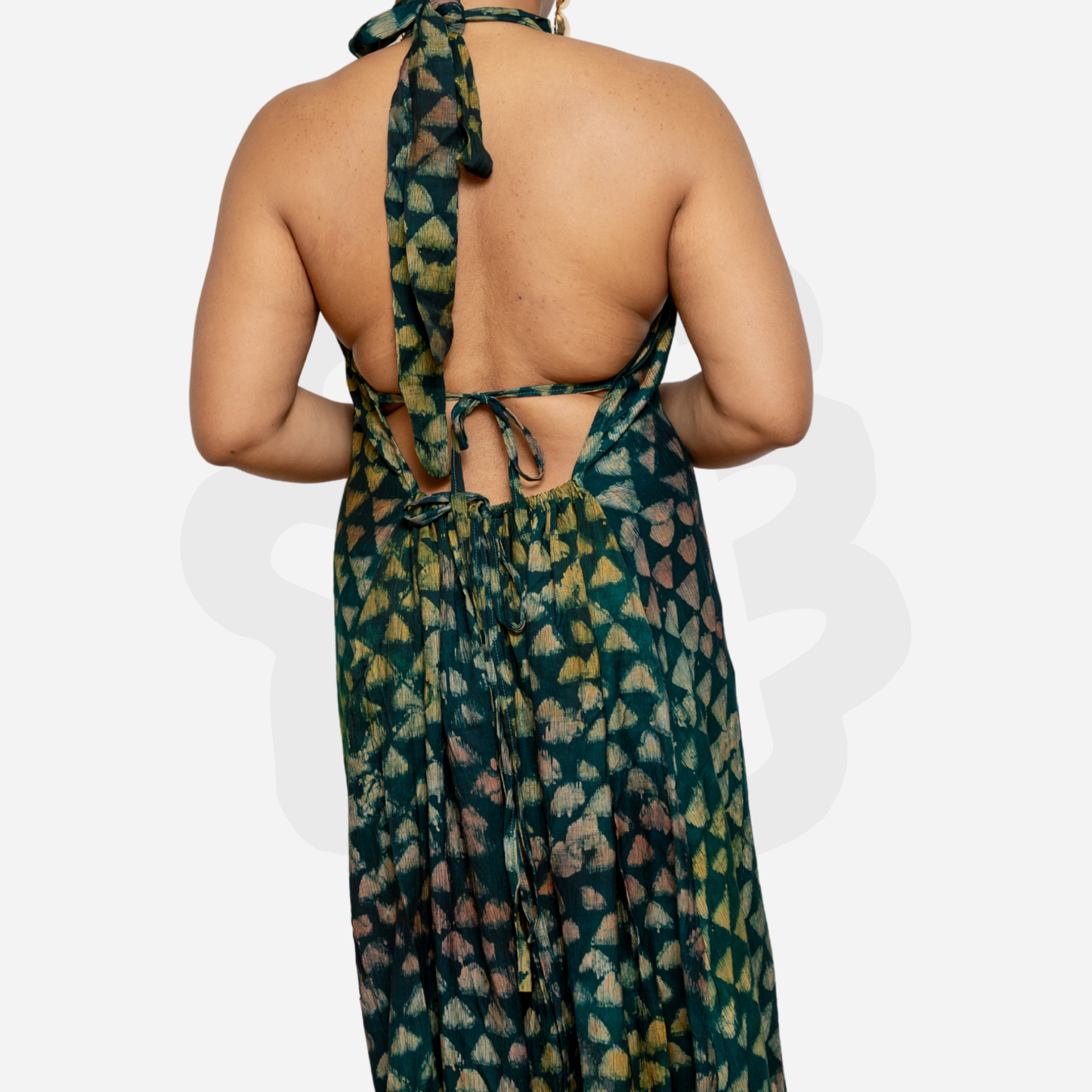 SO MMA Halter-Neck Summer Gown - Adire Batik