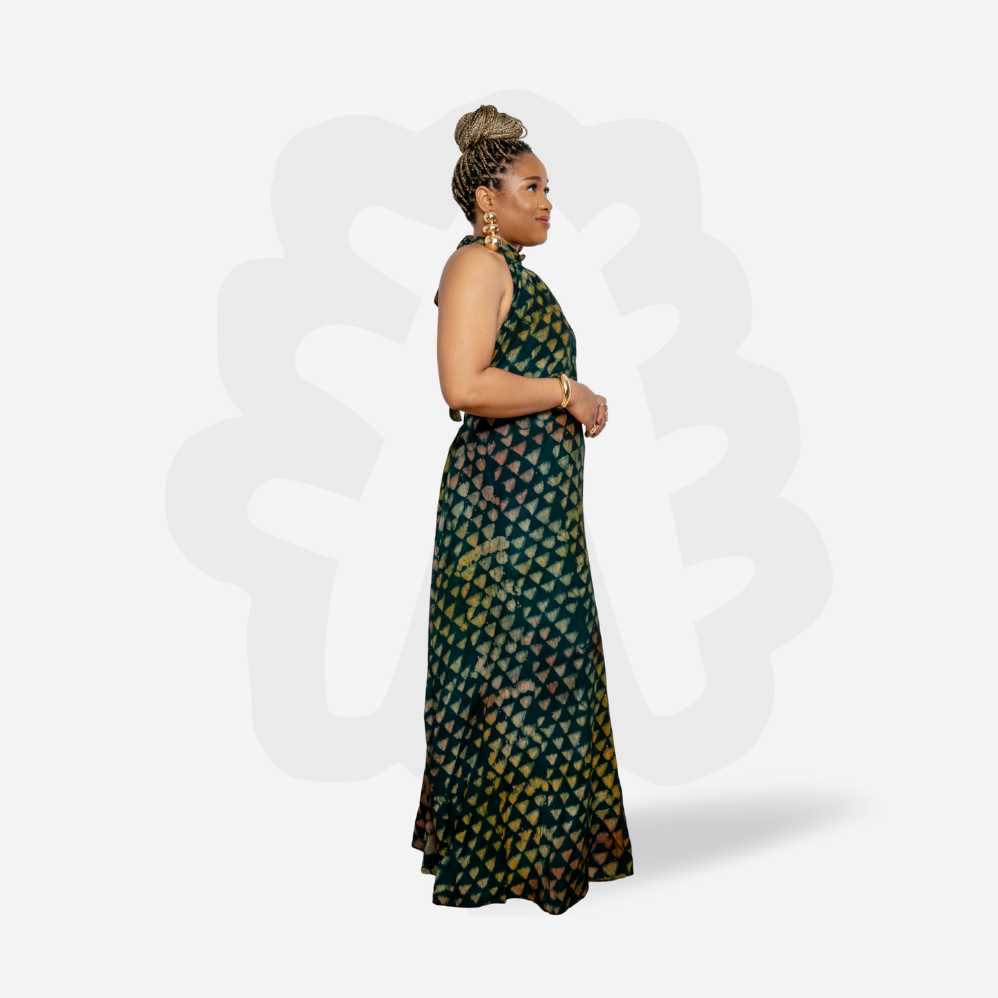 SO MMA Halter-Neck Summer Gown - Adire Batik