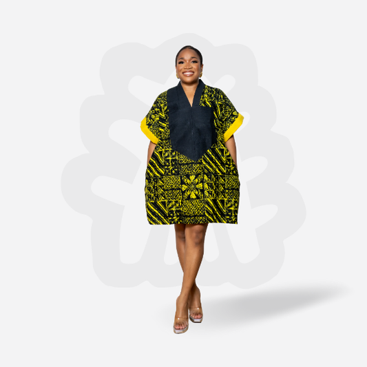 SHORTY BUBU - Ankara and Aso-Oke fabric