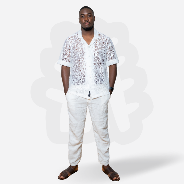 JADI SHIRT - White Lace Top - Sheer Summer Lace Shirt