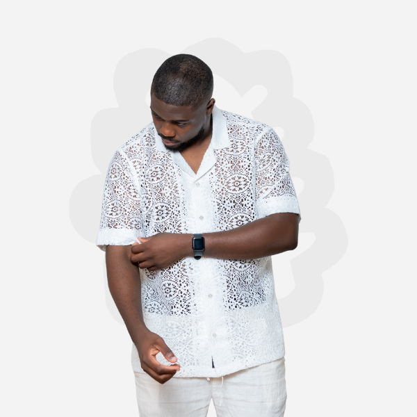 JADI SHIRT - White Lace Top - Sheer Summer Lace Shirt