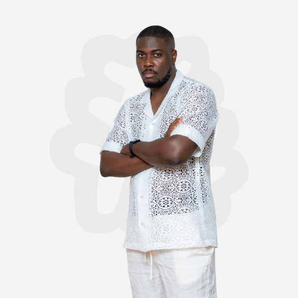 JADI SHIRT - White Lace Top - Sheer Summer Lace Shirt