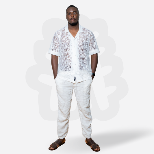 JADI SHIRT - White Lace Top - Sheer Summer Lace Shirt