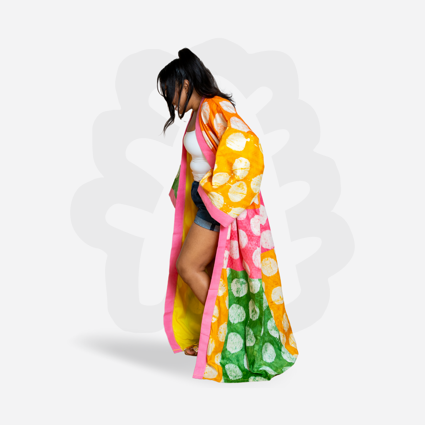 AIKA KIMONO - Adire collage Kimono with Aso-Oke lining