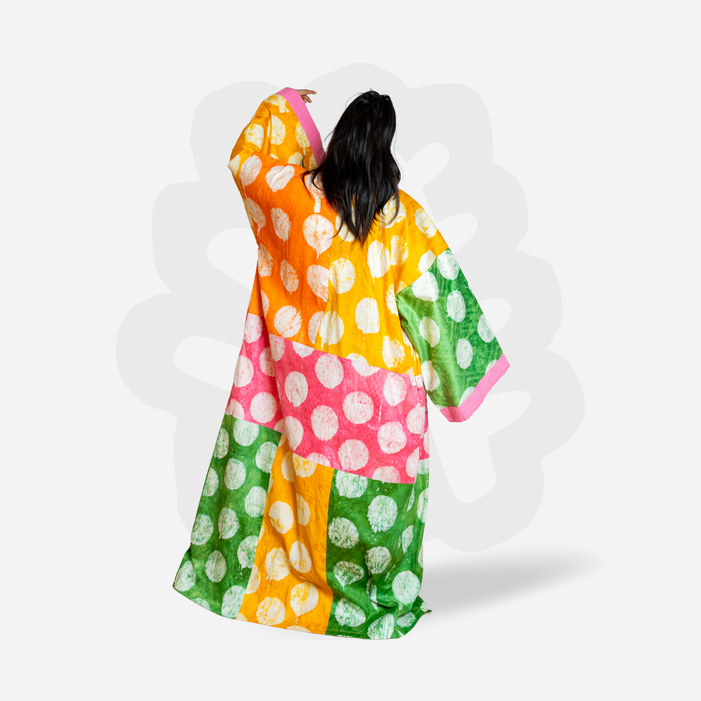 AIKA KIMONO - Adire collage Kimono with Aso-Oke lining