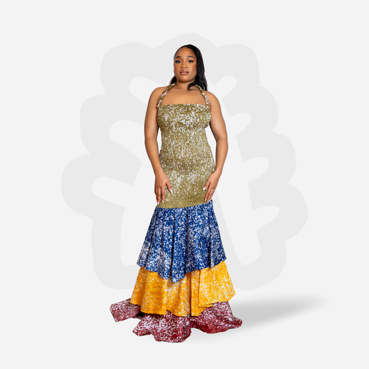 DYES OF DESIRE - Figure Toning Adire Summer Dress with Layers