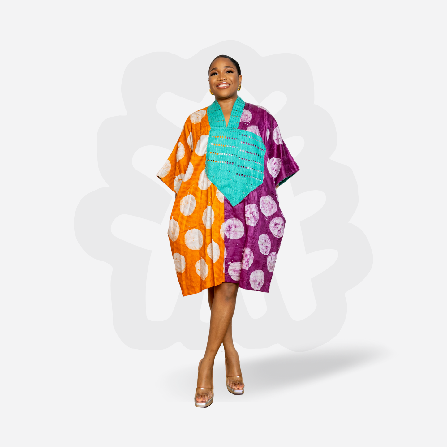 SHORTY BUBU - Adire and Aso-Oke Collage Holiday Bubu