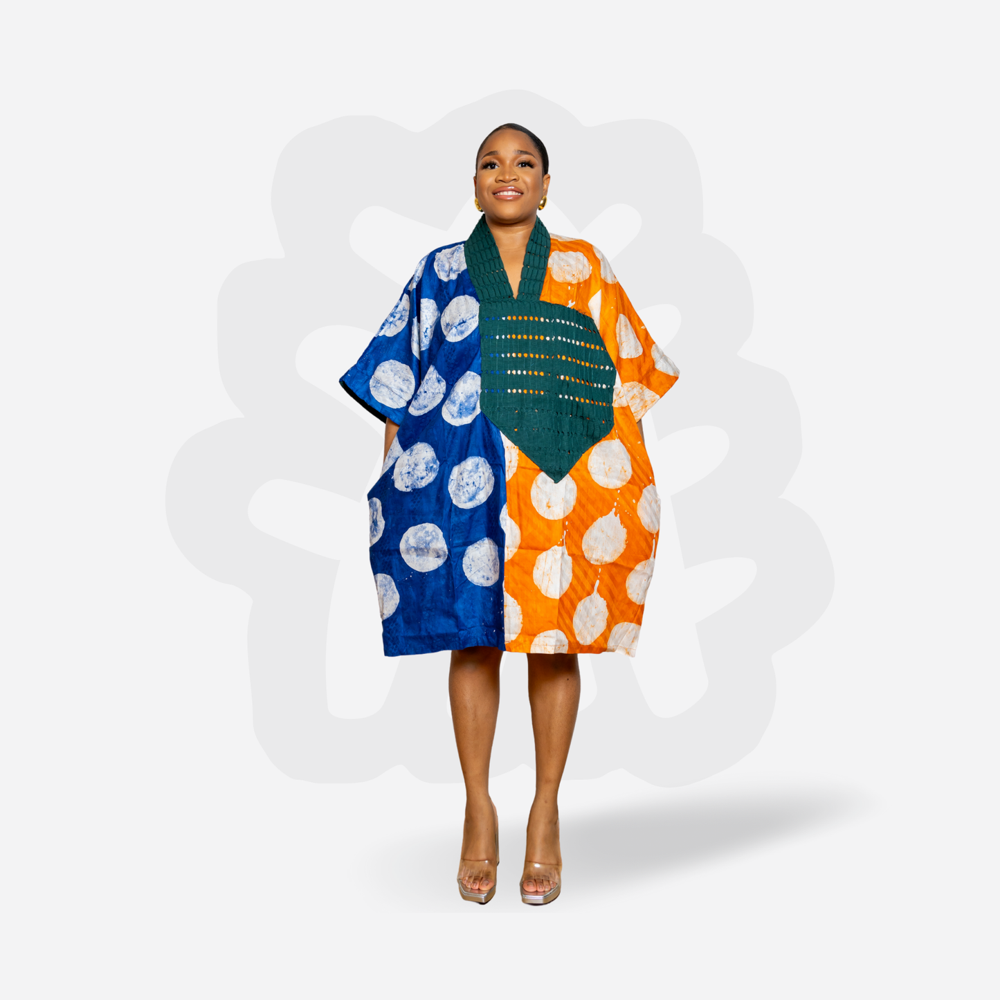 SHORTY BUBU - Adire and Aso-Oke Collage Holiday Bubu